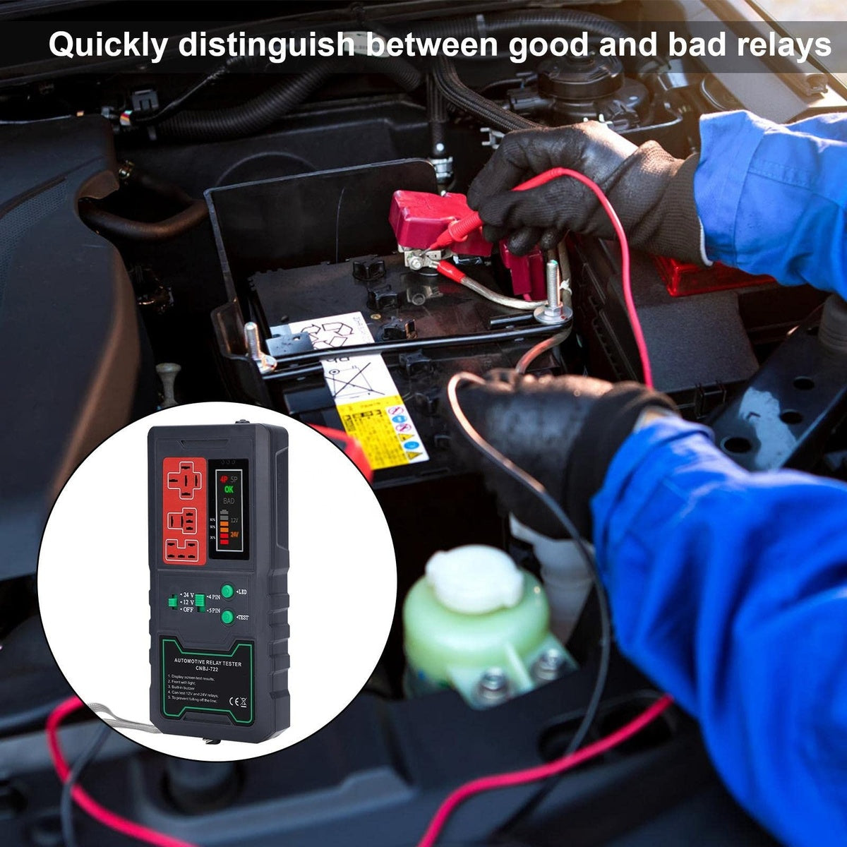 Testeur de relais auto sans fil 12V/24V ⚡