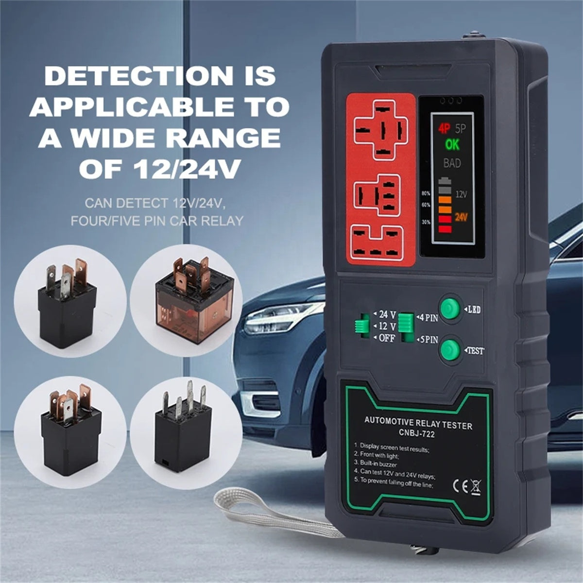 Testeur de relais auto sans fil 12V/24V ⚡