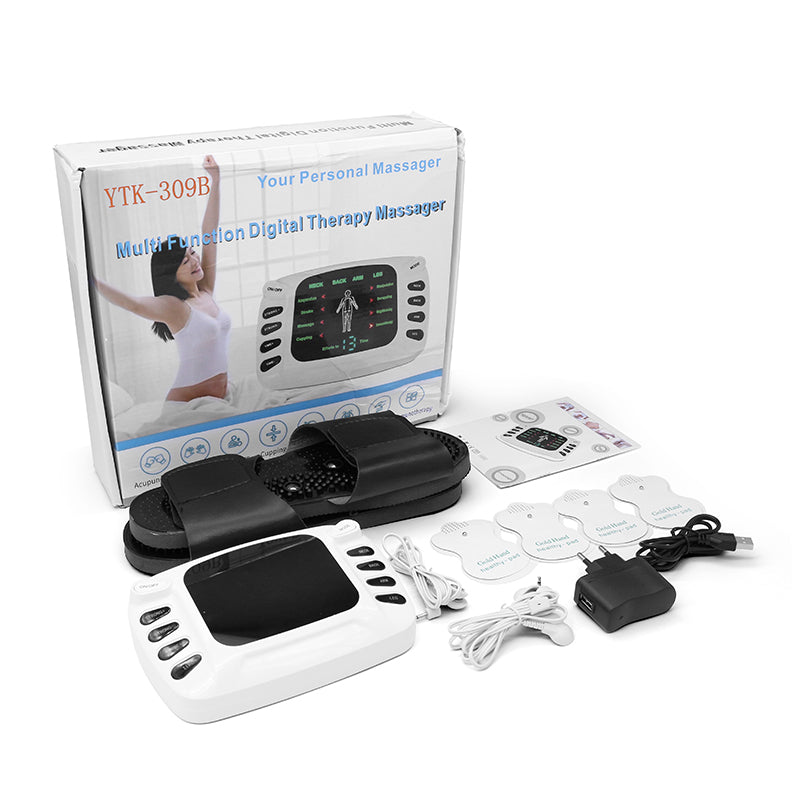 Coffret complet YTK-309B avec électrodes, sandales et chargeur pour rééducation – disponible en RDC.