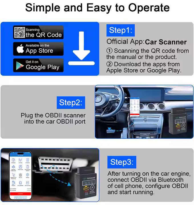 Tutoriel d’installation ELM327 OBD2 Bluetooth V1.5 sur voiture via application mobile – disponible en RDC.