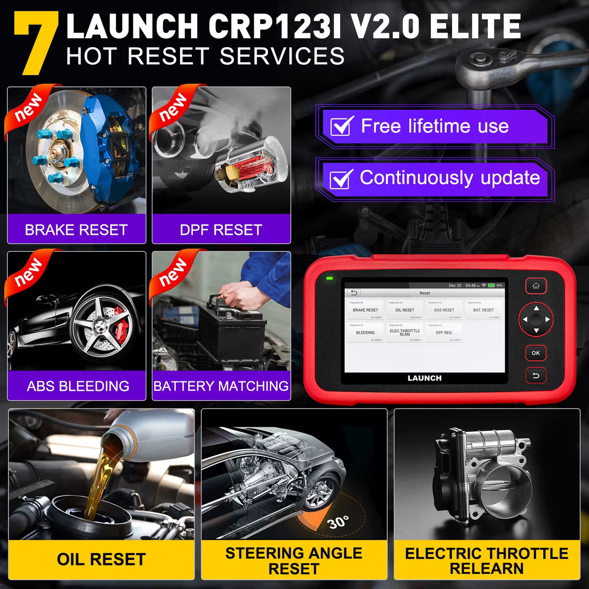 LAUNCH CRP123I V2.0 ELITE: scanner auto 4 systèmes 🔧