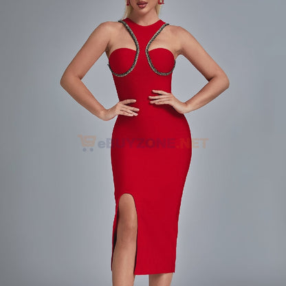 Robe rouge FD2298 soirée élégante ✨