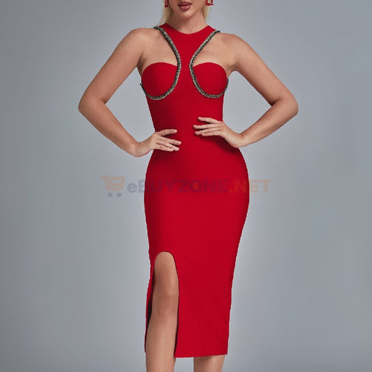 Robe rouge FD2298 soirée élégante ✨