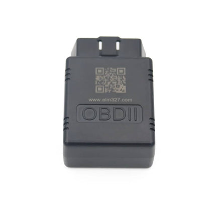 Vue arrière du scanner OBD2 ELM327 avec QR code et inscription Bluetooth – disponible en RDC.